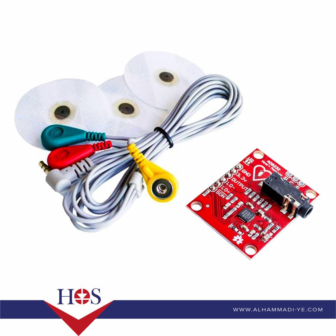 Ecg module AD8232 ecg measurement pulse heart ecg monitoring sensor module kit حساس نبضات القلب مع الالكترودات