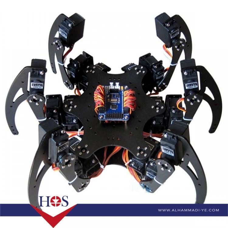 روبوت هيكسابود  - 18 DOF Aluminium Hexapod Spider Six 3DOF Legs Robot Frame with Servos & Servo Horn & 32CH Controller DIY